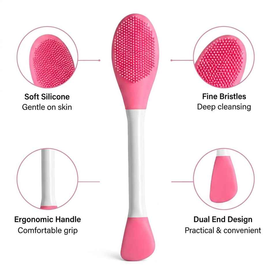 Beautiliss 2 in 1 Multipurpose Double sided Silicone Brush for Face Deep Cleansing | Assorted