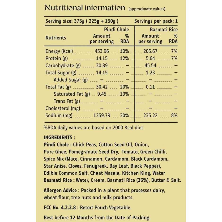 Hocco Pindi Chole Rice Combo | Quick & Savory Meal