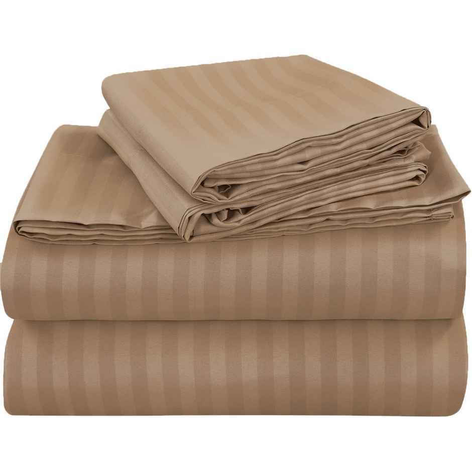 Florida Blaze Bedsheet for King Size Bed with Pillow Covers and Made of Poly-Cotton 300 TC Brown