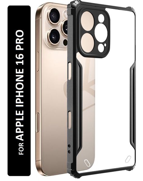 Kwine Case Apple Iphone 16 Pro Back Cover - Black Bordered Transparent Case