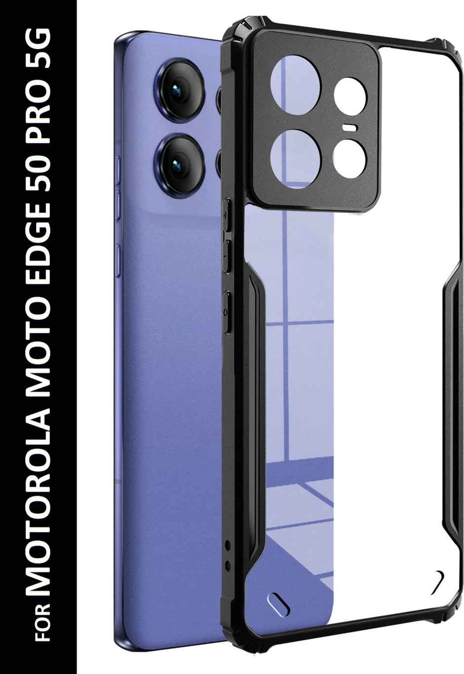 Kwine Case Motorola Moto Edge 50 Pro Back Cover - Black Bordered Transparent Case