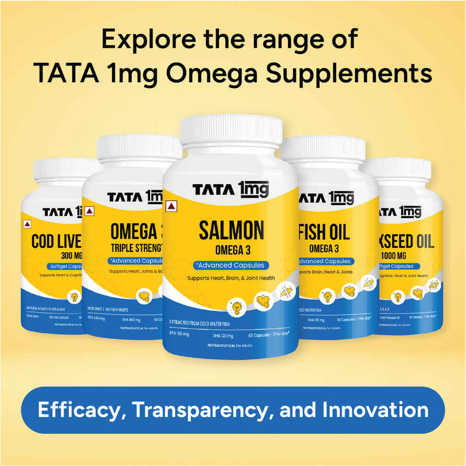 Tata 1mg Salmon Omega 3 Fish Oil Capsules Pack Of 90