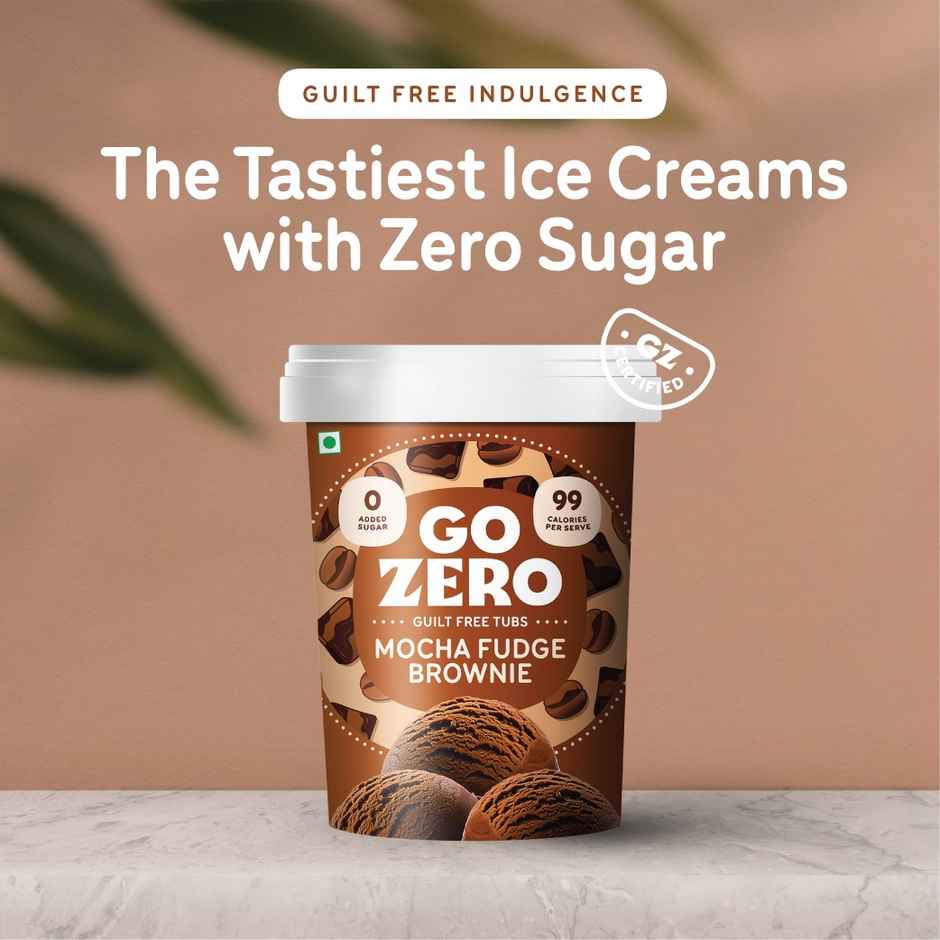 Go Zero Mocha Fudge Brownie Low Calorie Guilt Free Ice Cream Tub