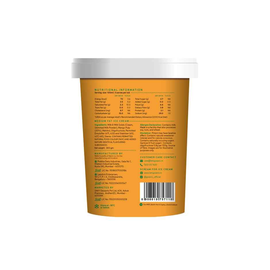 Go Zero Mad Over Mango Guilt Free Ice Cream Tub