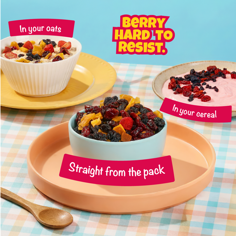 Farmley Mix Dried Berries- Cranberries, Blueberries, Strawberries, Black Raisins, Peach & More
