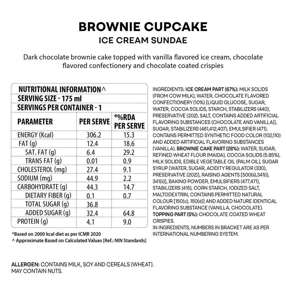 Baskin Robbins Brownie Cupcake Sundae Ice Cream Cup