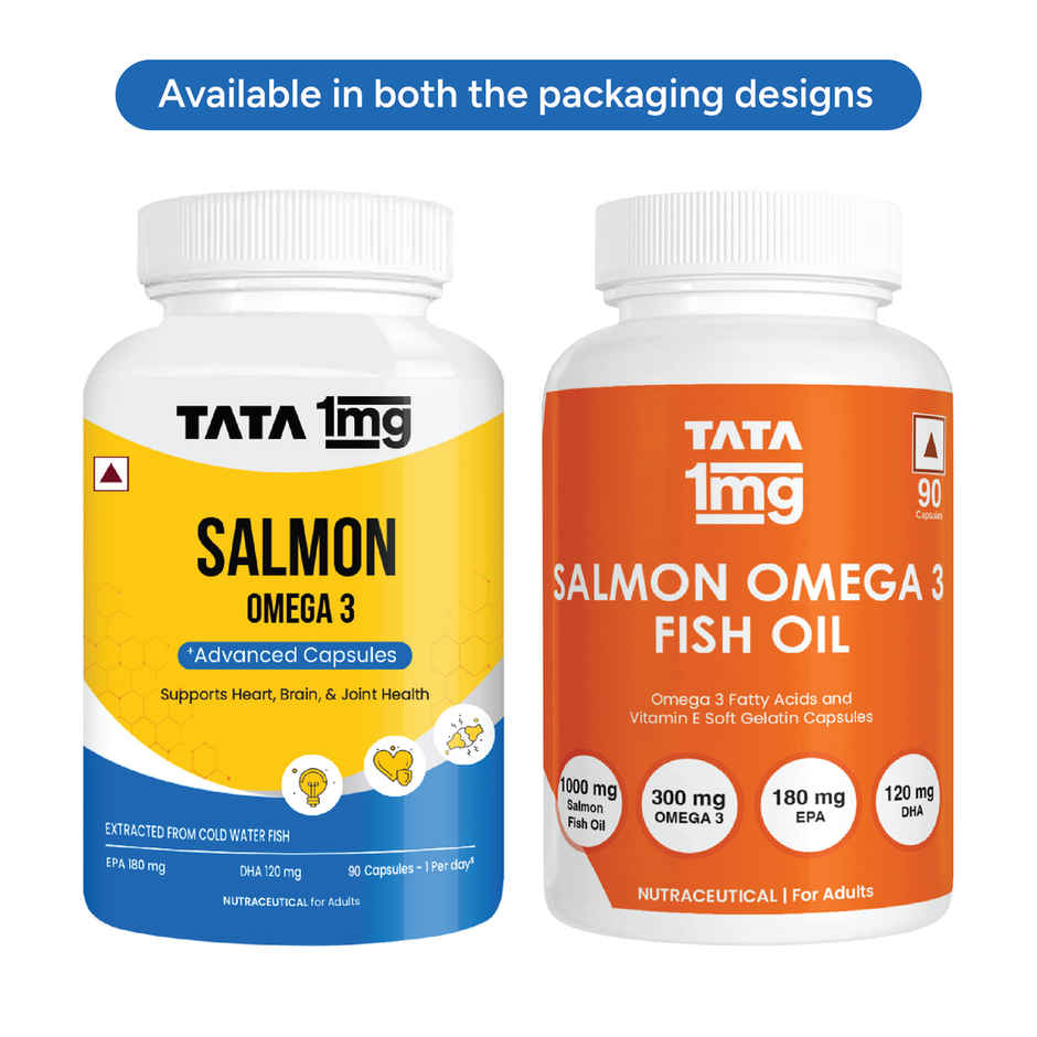 Tata 1mg Salmon Omega 3 Fish Oil Capsules Pack Of 90