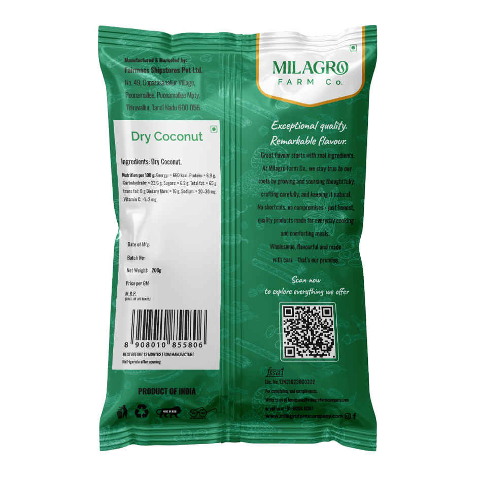 Milagro Farm Dry Coconut | Khopra Half