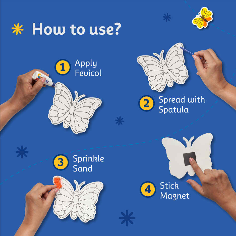 Fevicreate Butterflies Sand Art Kit | Birthday Return Gifts for Kids | 5+ Years