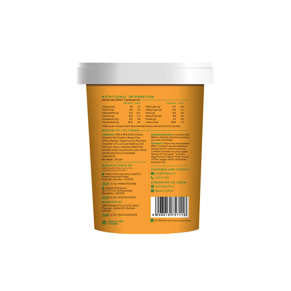 Go Zero Mad Over Mango Low Calorie Guilt Free Ice Cream Tub