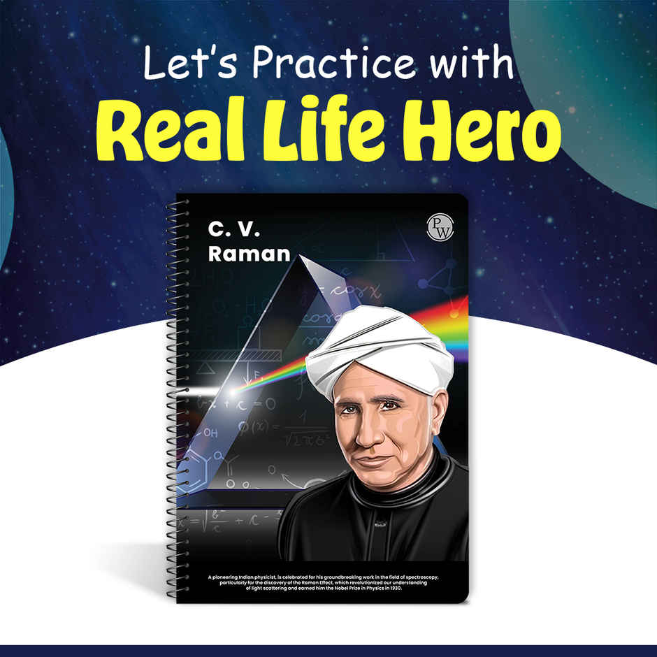 Physics Wallah Practice Spiral Bound Ruled Notebook 280 Pages, 25 x 24 cm, C.V. Raman