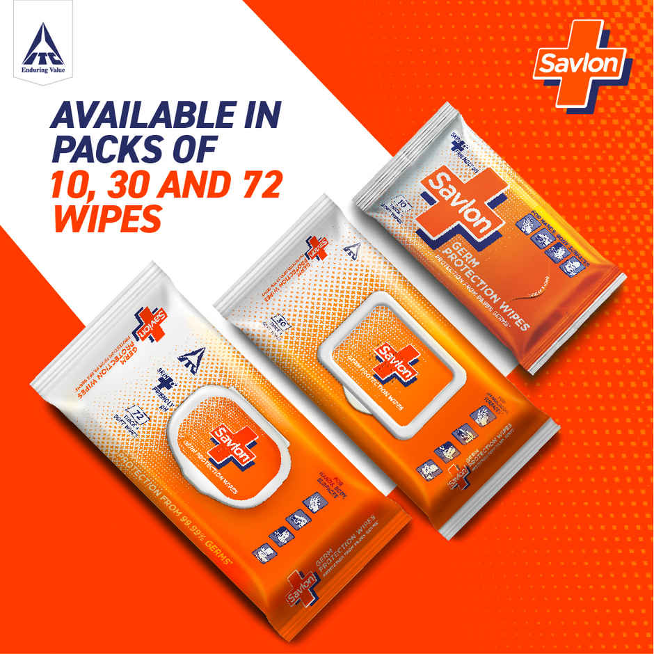Savlon Wet Wipes| 99.99% Germ Protection | Fliptop| Skin & Surface | Value Pack