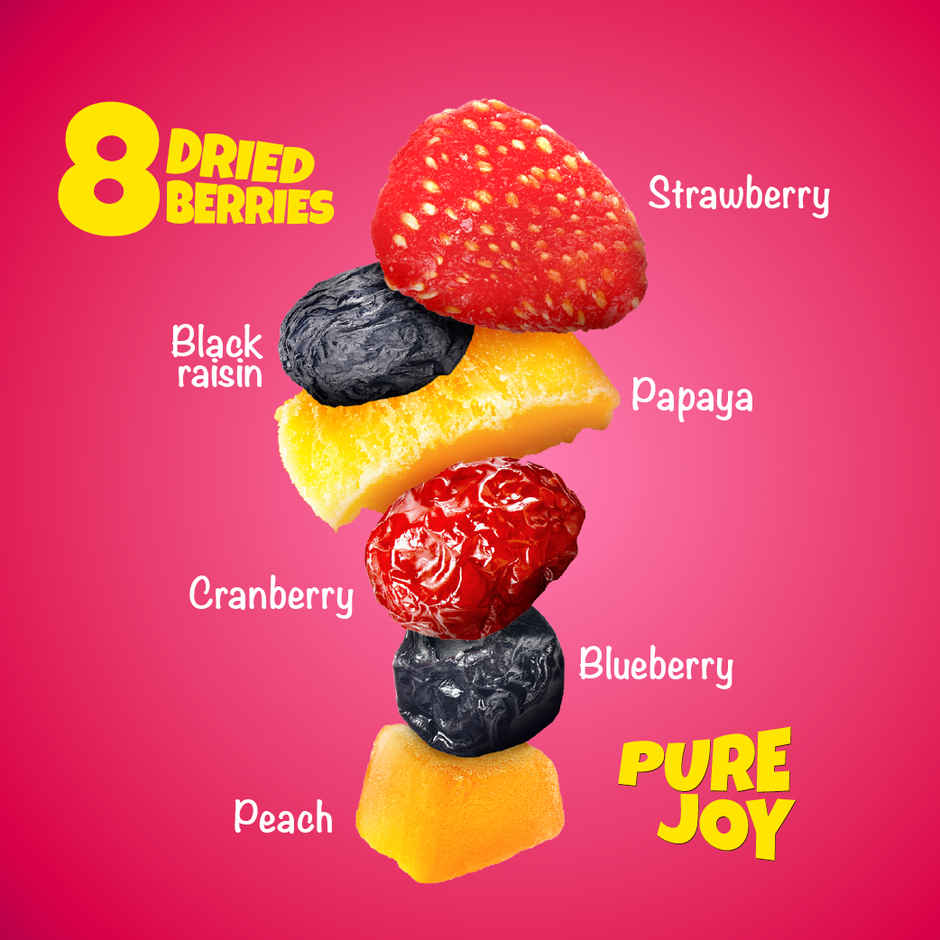 Farmley Mix Dried Berries- Cranberries, Blueberries, Strawberries, Black Raisins, Peach & More