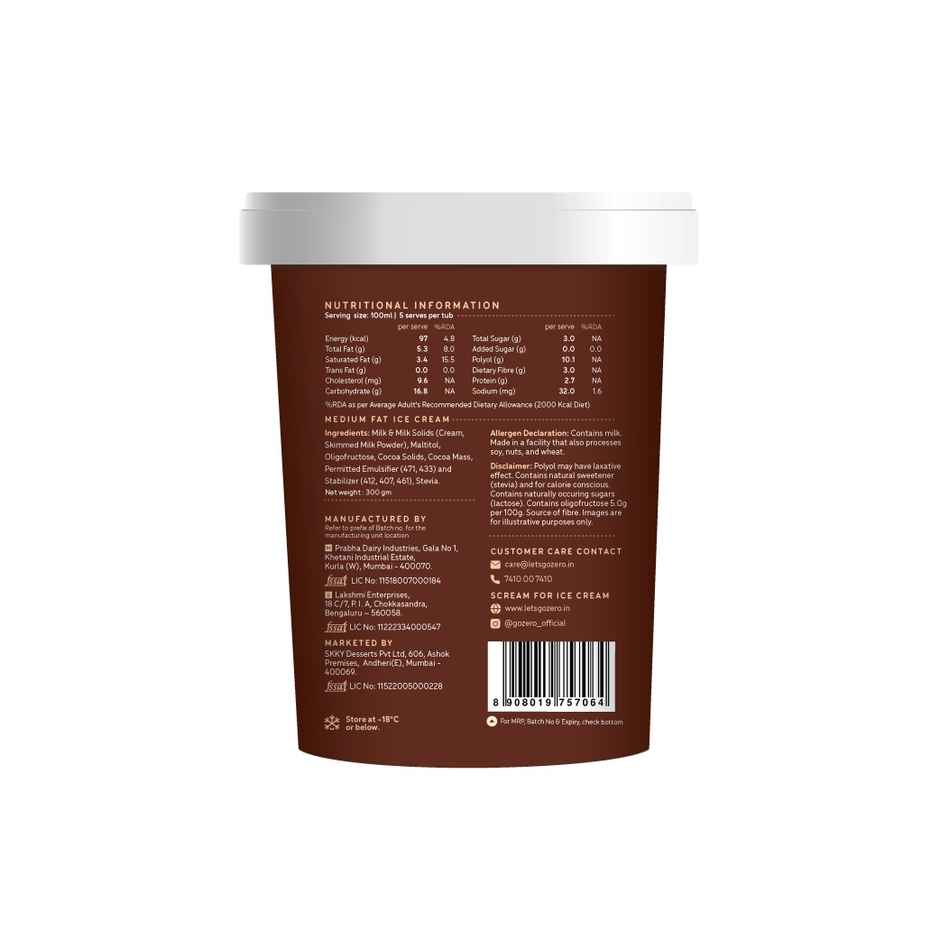 Go Zero Belgian Dark Chocolate Low Calorie Guilt Free Ice Cream Tub
