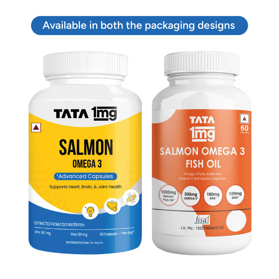 Tata 1mg Salmon Omega 3 Fish Oil Capsules Pack Of 60