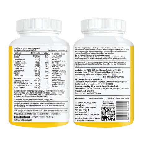 Tata 1mg Salmon Omega 3 Fish Oil Capsules Pack Of 90