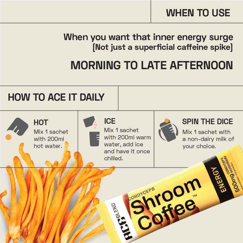 Ace Blend Cordyceps Mushroom Medium Roast Organic Coffee Premix