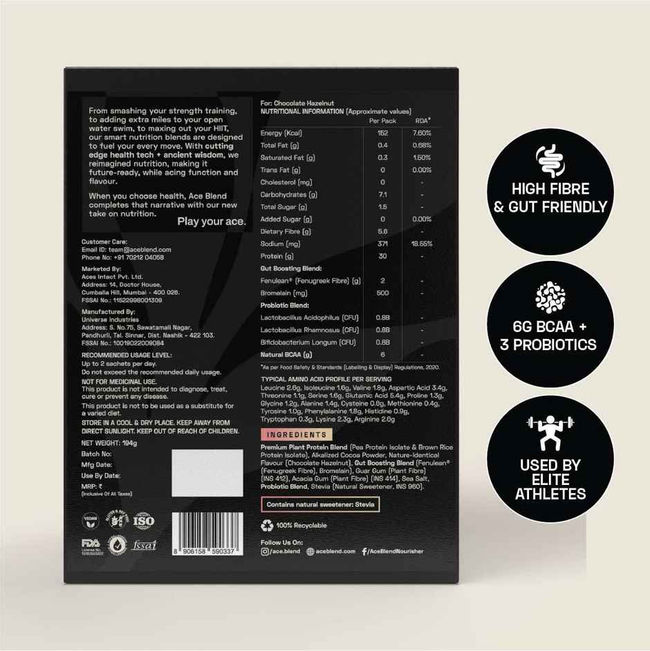 Ace Blend Intense Plant Protein Mix Pack of 4 Flavours