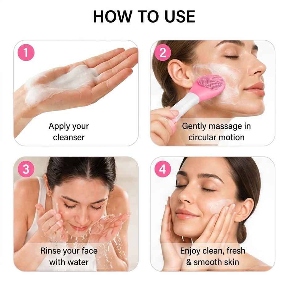 Beautiliss 2 in 1 Multipurpose Double sided Silicone Brush for Face Deep Cleansing | Assorted