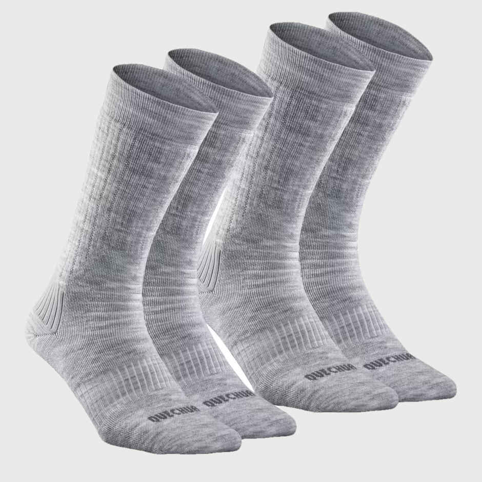 Decathlon | Quechua Unisex Cotton Mid Calf Socks - Grey - UK 2.5 - 5