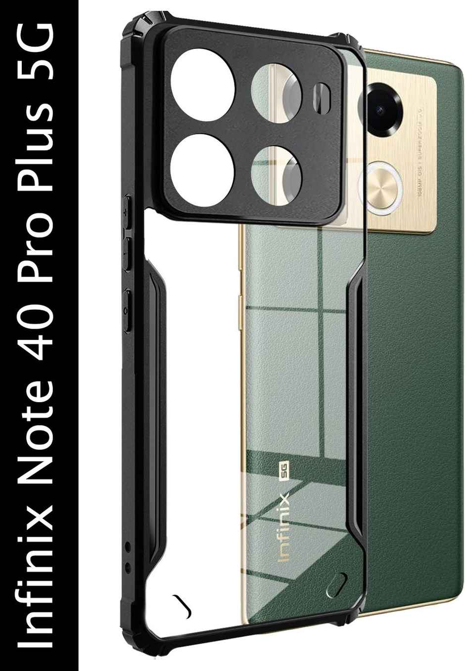 Kwine Case Infinix Note 40 Pro Plus Back Cover - Black Bordered Transparent Case