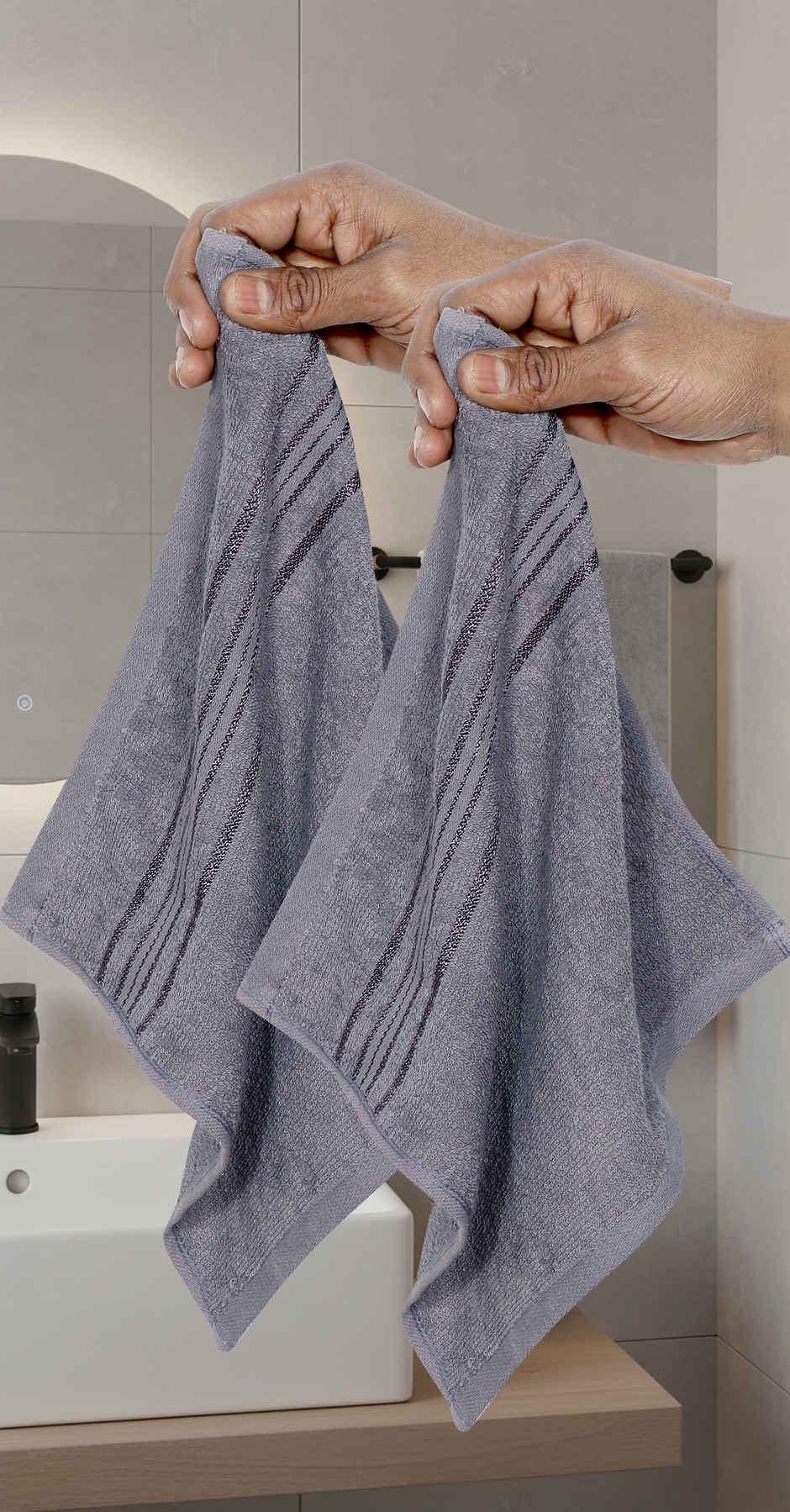 Dream Living Pure Cotton Face Towel 400 Gsm | Grey - 30 x 30 cm