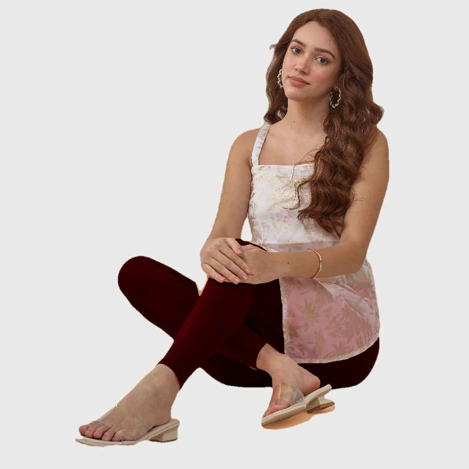 Lyra Women's Leggings Ankle Length | Maroon - Free Size