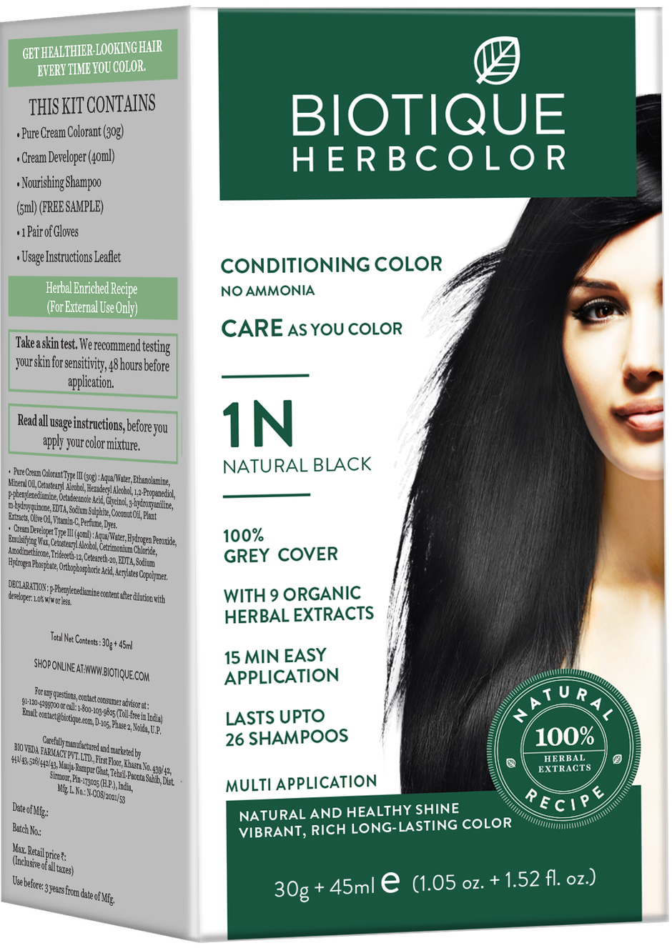 Biotique Herbcolor Natural Black | 1N | 30g + 45ml