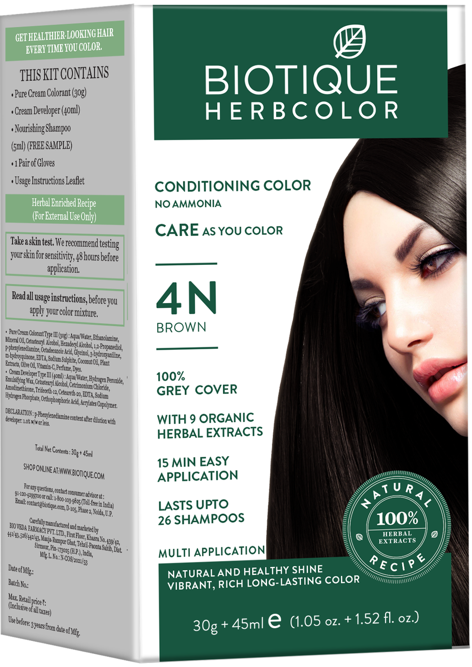 Biotique Herbcolor Brown | 4N | 30g + 45ml