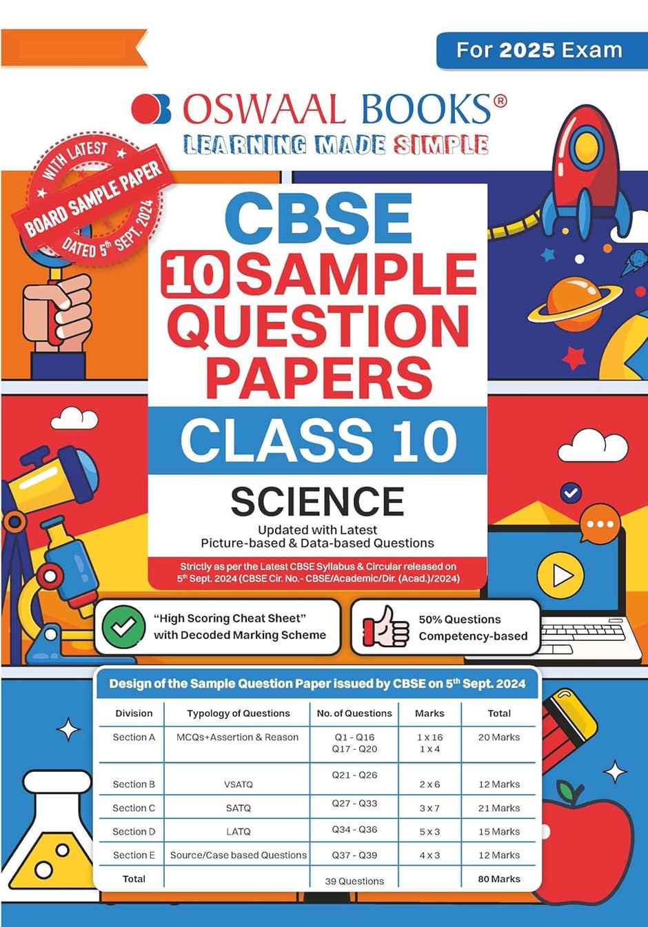 Oswaal CBSE Sample Question Papers Class 10 Science Book (For 2025 Exam)