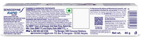 Sensodyne Rapid Relief Long Lasting Protection For Sensitive Teeth Toothpaste (80g) & Sensodyne Sensitive Toothbrush With Soft Round Bristles - Assorted (1pc) Combo