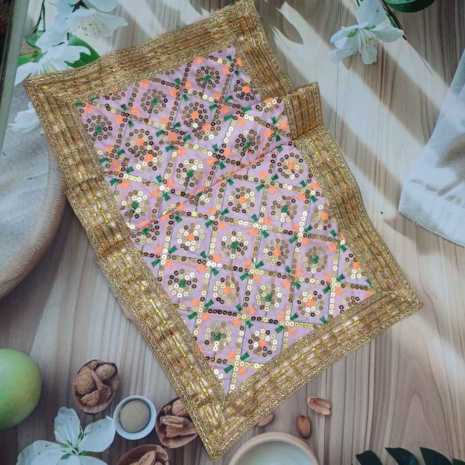 Gullak Sequins Mata Ki Chunri Floral - Pink | 10 x 26 inch