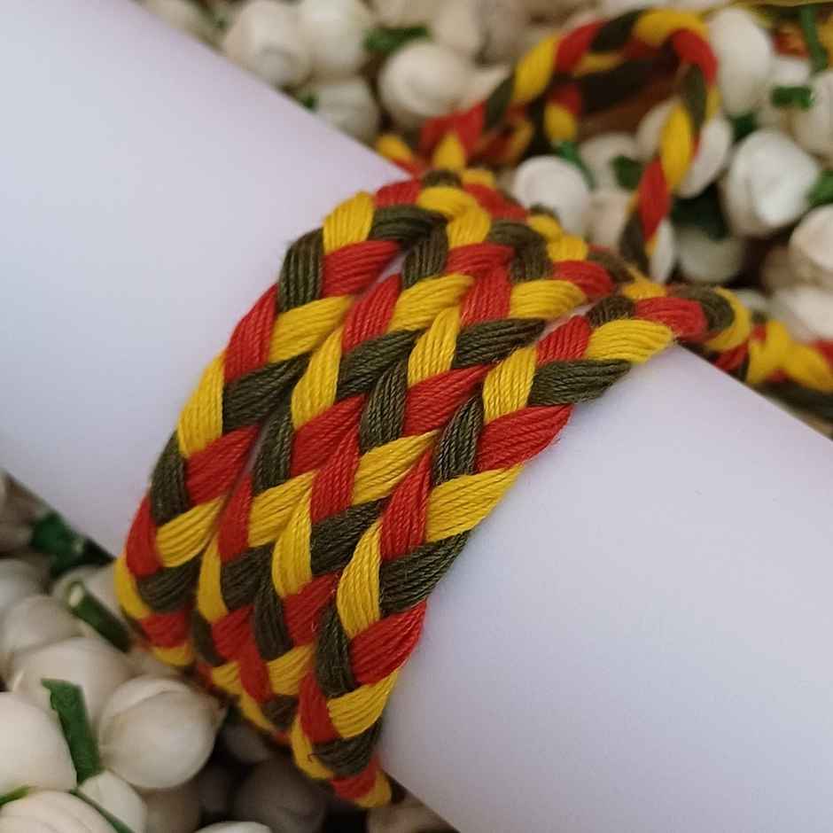 Gullak Multicolour Braided Mauli Rakhi - Traditional and Colorful