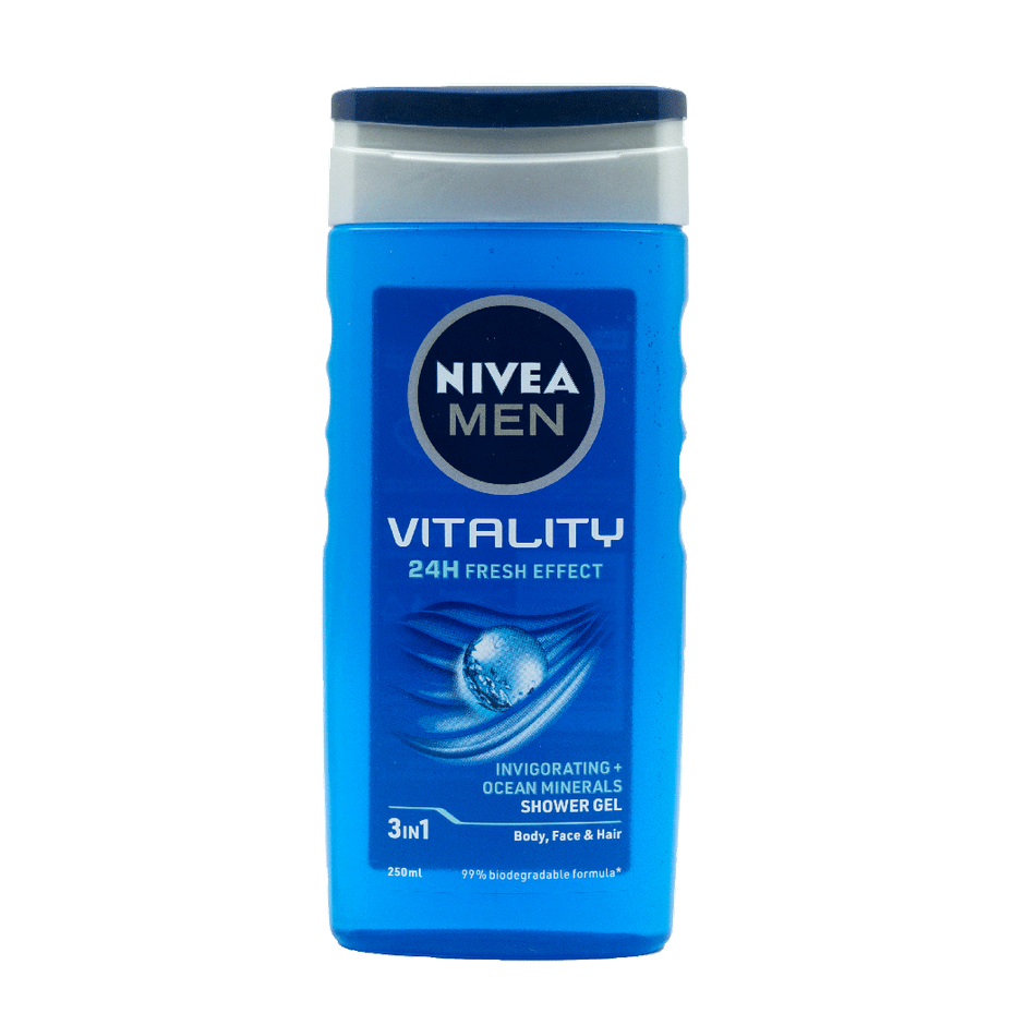 Nivea Men Vitality Fresh Shower Gel with Ocean Minerals Shower Gel for Body Face & Hair