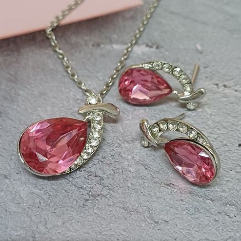 Pink Diamond set (Pendant Chain+Earring)