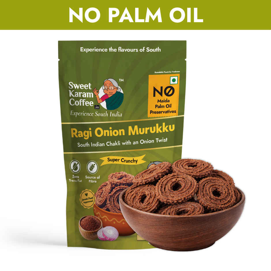 Sweet Karam Coffee Ragi Onion Murukku Crisps (Chakli) - Namkeen Snacks