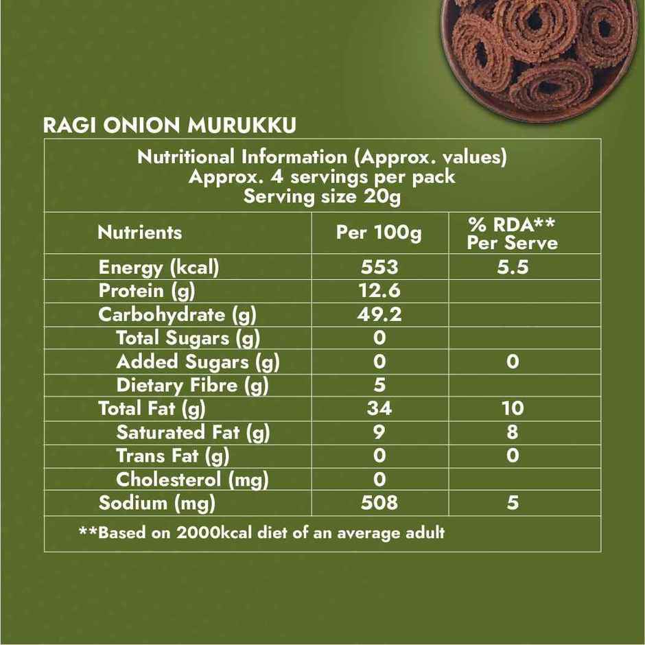 Sweet Karam Coffee Ragi Onion Murukku Crisps (Chakli) - Namkeen Snacks