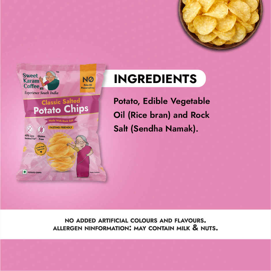 Sweet Karam Coffee Potato Chips | Classic Salted | Rock Salt | Fasting (Vrat) Special
