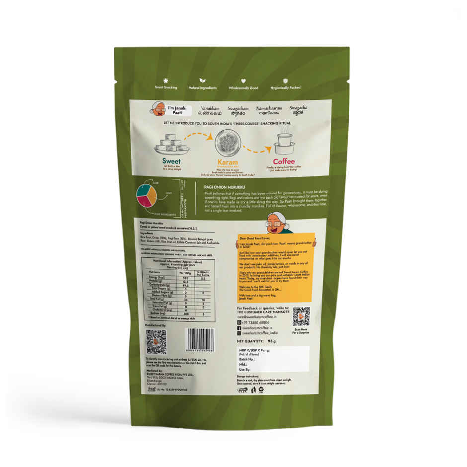 Sweet Karam Coffee Ragi Onion Murukku Crisps (Chakli) - Namkeen Snacks