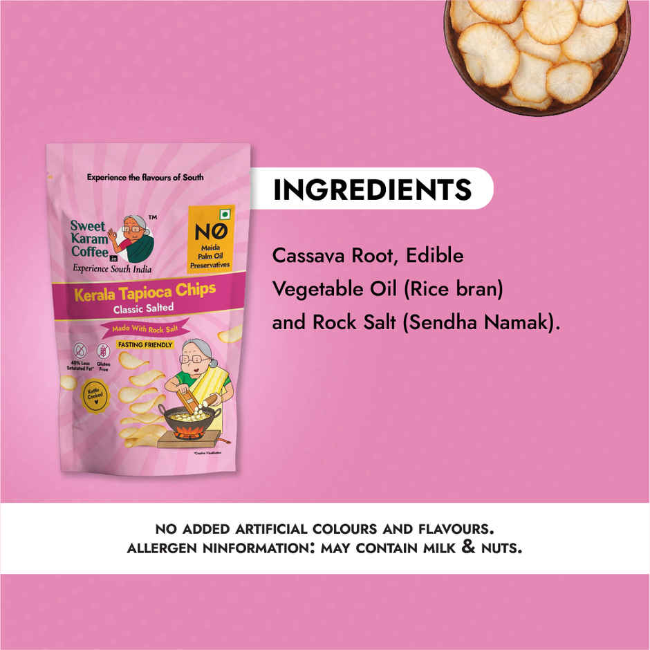 Sweet Karam Coffee Kerala Tapioca Chips | Rock Salt | Fasting (Vrat) Special