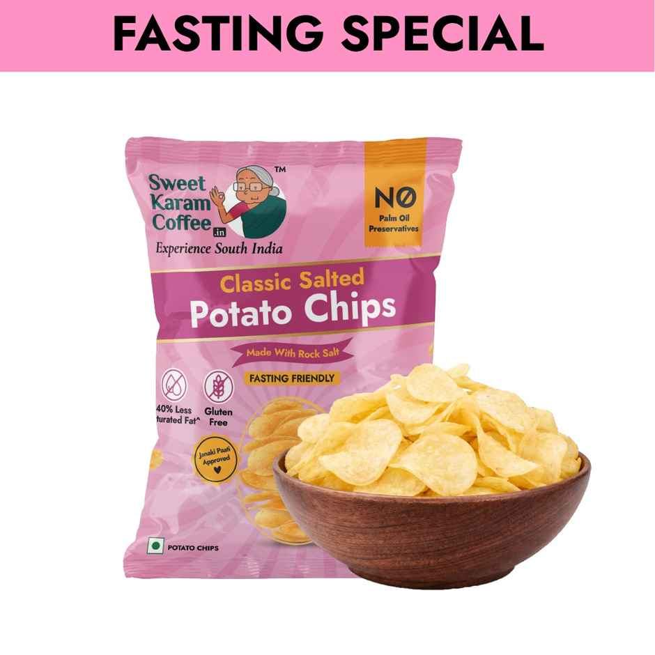 Sweet Karam Coffee Potato Chips | Classic Salted | Rock Salt | Fasting (Vrat) Special