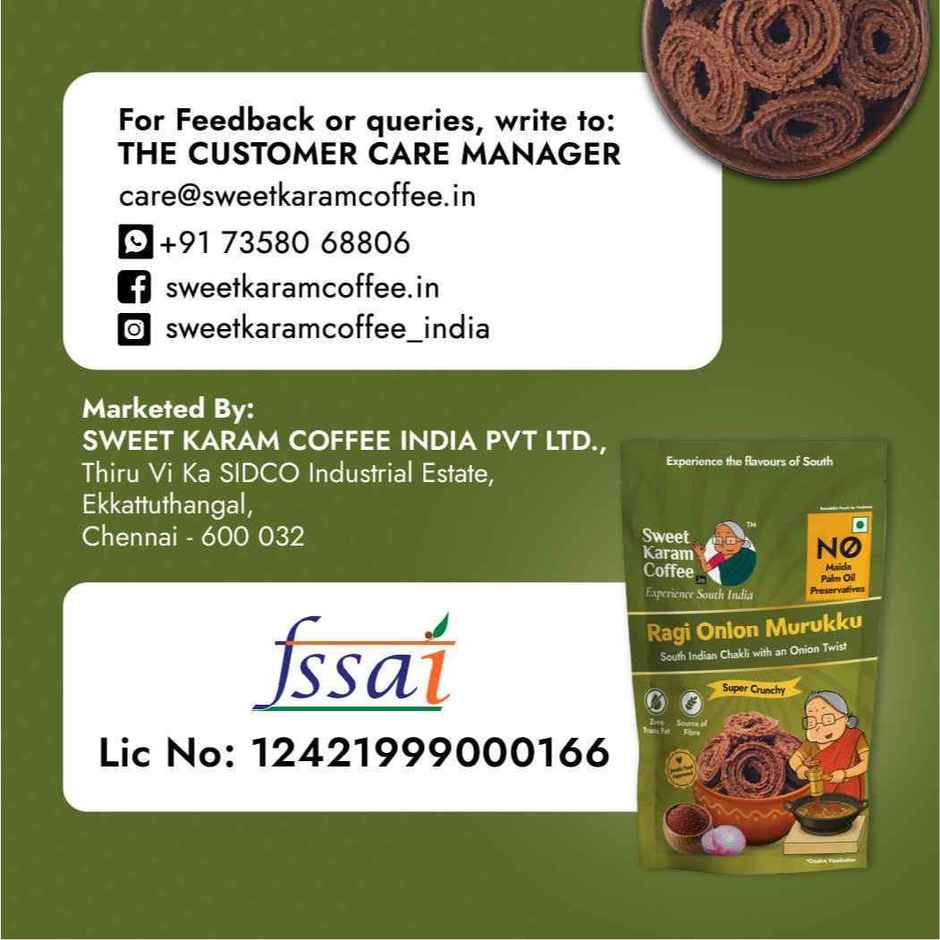 Sweet Karam Coffee Ragi Onion Murukku Crisps (Chakli) - Namkeen Snacks