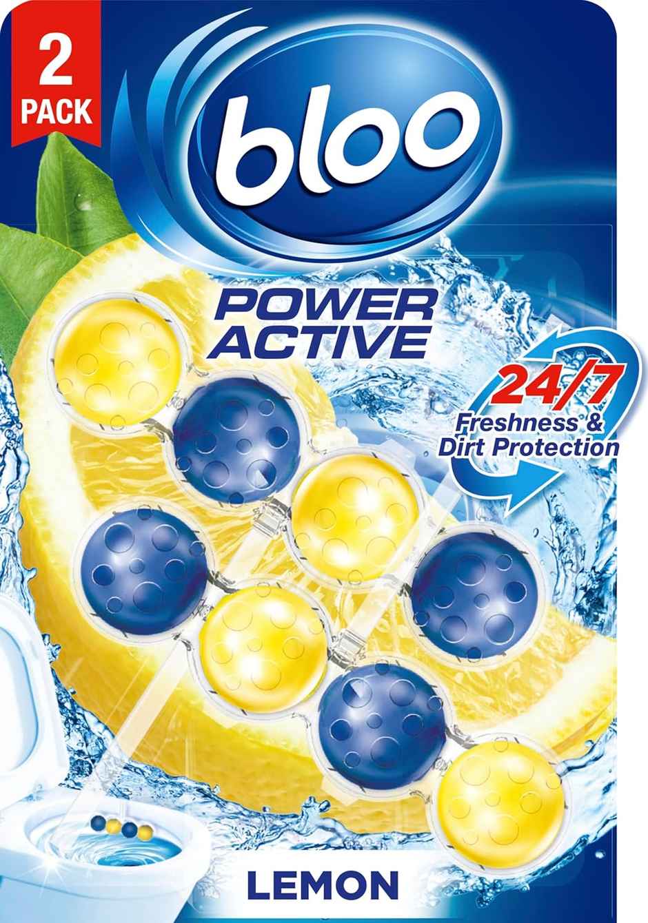 Bloo Active Lemon Solid Toilet Rim Block | 4 In 1 Toilet Cleaners With Anti-Limescale