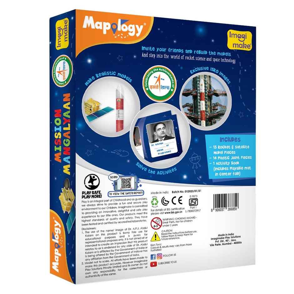 Imagimake Mapology Mission Mangalyaan - Space Learning 3D Model Puzzle for Kids Gifting (5+ Years)