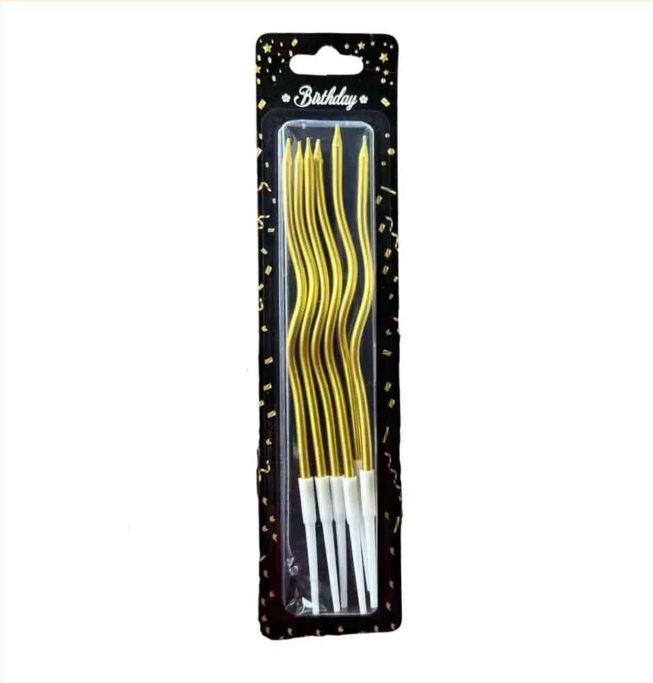 Chrome Golden Metallic Twisted Candle