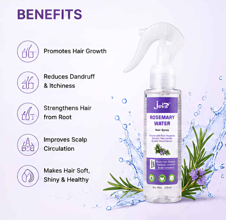 Jeva Rosemary Water Spray for Hair Growth | Frizz Control & Damage Protection