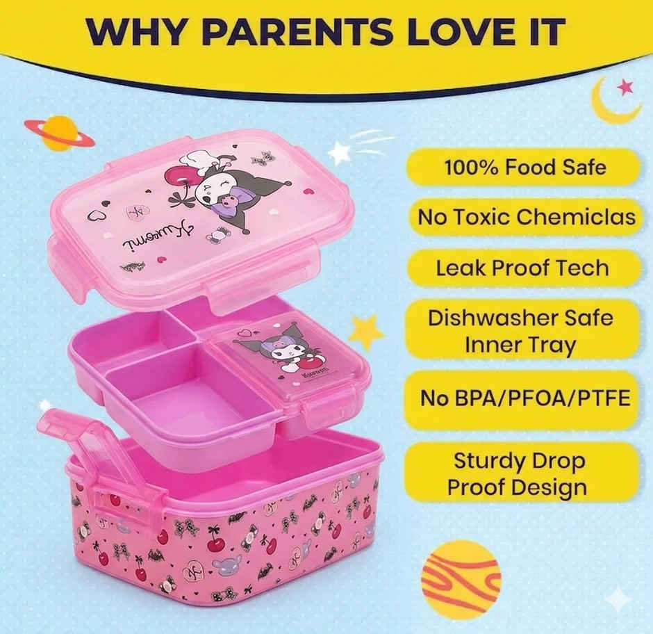 Striders Multi Compartment Rectangular Sandwich Box Kuromi | XL