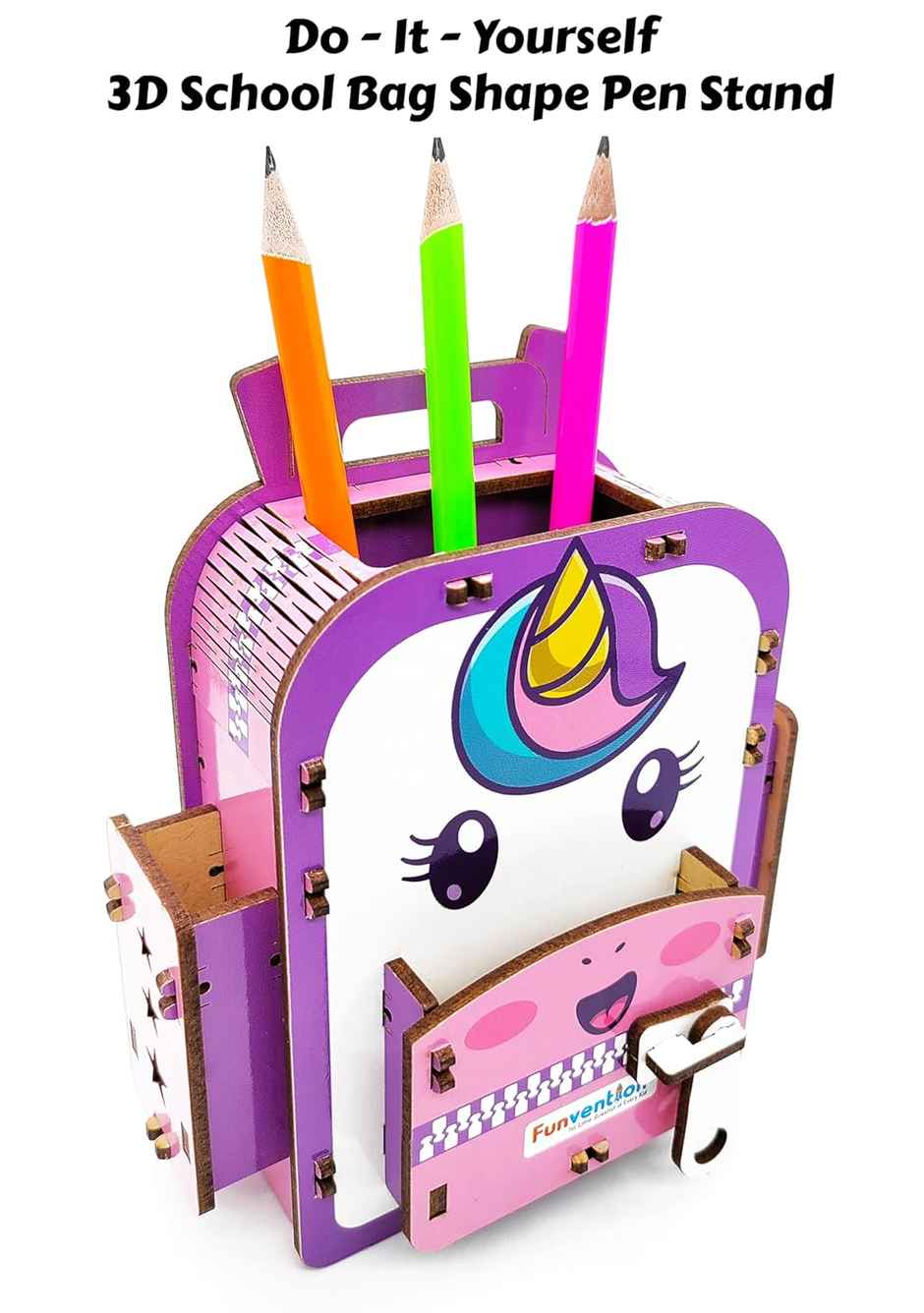 Funvention Unicorn School Bag Pen Stand | DIY Pen Stand Art & Craft Kit