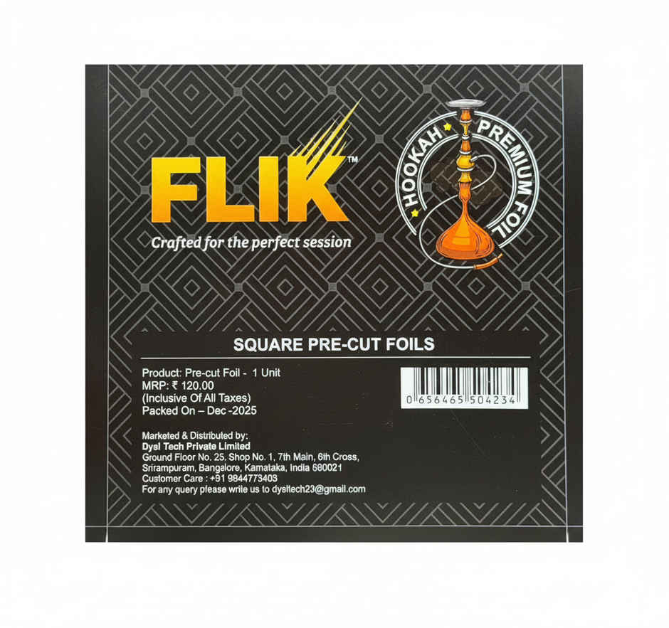 Flik Premium Pre-Cut Hookah Foil (1pc) & Flik Premium Hookah Filters (1pc) & Stash- Pro Coconut Coal (30pc) Combo