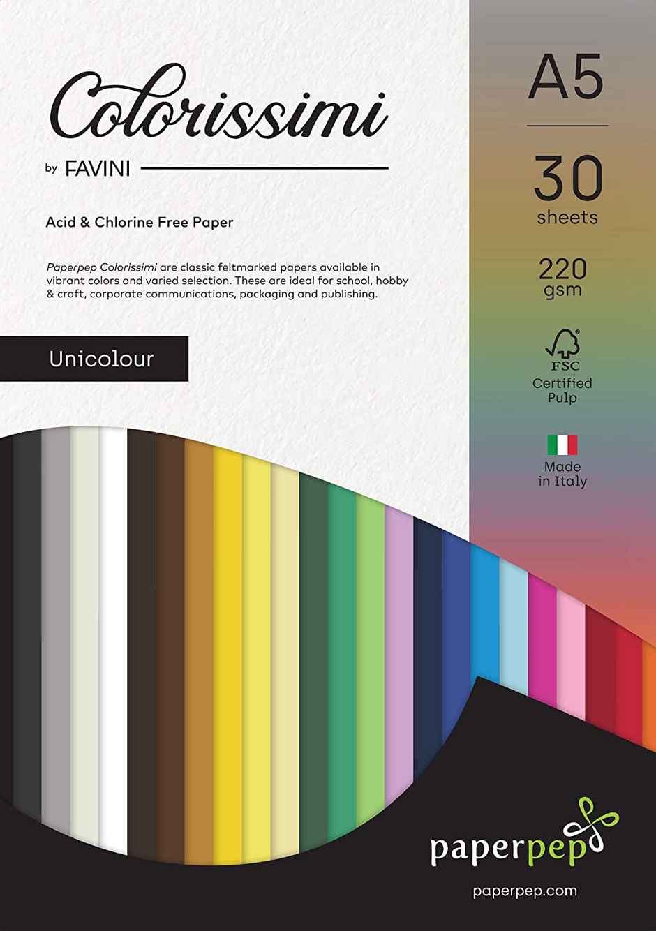 Paperpep Colorissimi 220Gsm Card Stock A5 Rosa (Baby Pink) Unicolor 30 Sheets